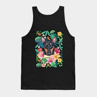 Tropical Black and Tan Bull Terrier Tank Top